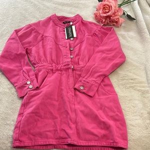 Hot pink denim dress